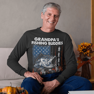 GeckoCustom Grandpa, Papa's Fishing Buddies Flag, Custom Kids Name Tshirt HN590