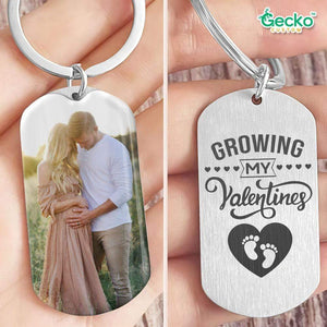 GeckoCustom Growing My Valentine Metal Keychain HN590 No Gift box / 1.77" x 1.06"