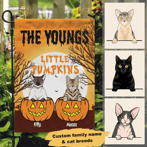 GeckoCustom Halloween Little Pumpkins Cat Garden Flag 12"x18"