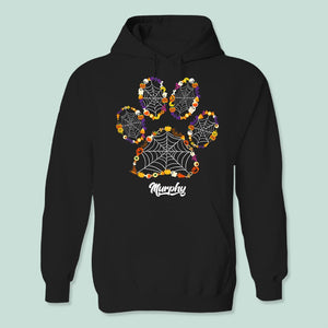 GeckoCustom Halloween Paw Print Dog Shirt N304 HN590 Pullover Hoodie / Black Colour / S