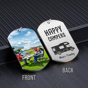 GeckoCustom Happy Camper Camping Metal Keychain, Photo Keyring, Camping Gift HN590