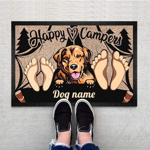 GeckoCustom Happy Camper Doormat, Dog Lover Gift, Camping Gift, Pawprints Doormat HN590 15x24in-40x60cm