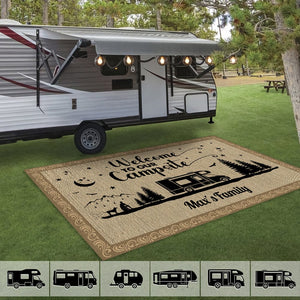 GeckoCustom Happy Campers Camping Patio Rug, Patio Mat K228 HN590 2.5'x4.6' (30x55 inch)