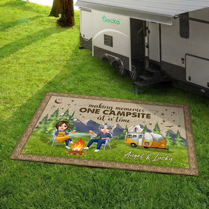 GeckoCustom Happy Campers Chibi Couple Camping Patio Rug, Patio Mat K228 HN590 2.5'x4.6' (30x55 inch)