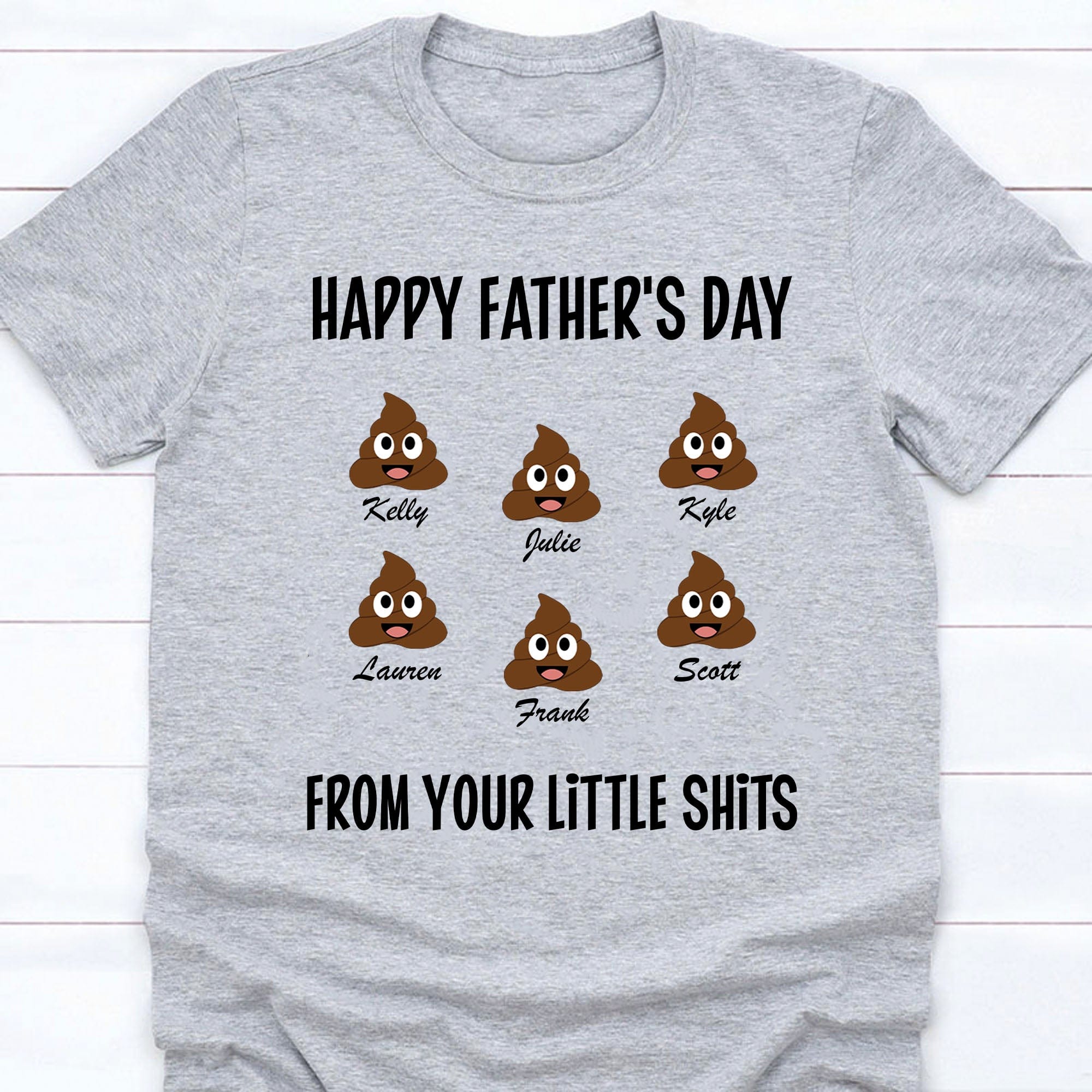 GeckoCustom Happy Father's Day From Your Little Shits Personalized Custom Family Shirt C294 Unisex T-Shirt / Light Blue / S