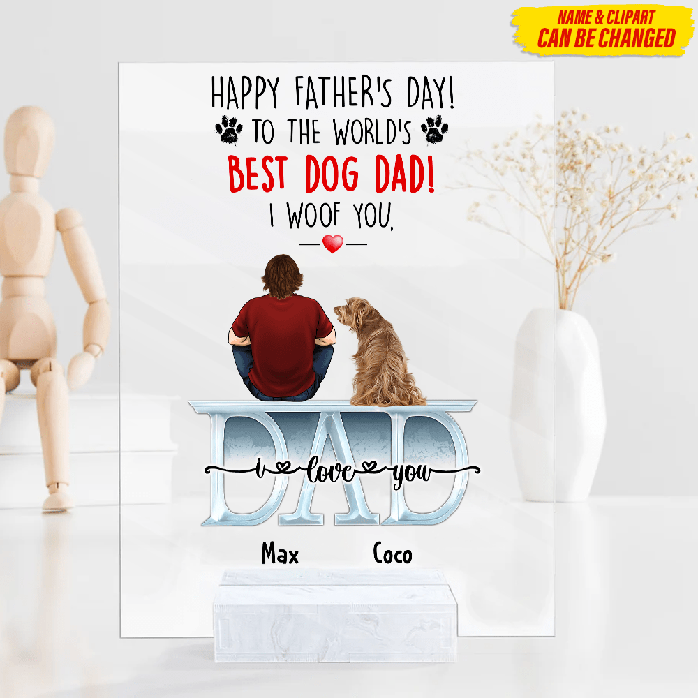 GeckoCustom Happy Father's Day To The World's Best Dog Dad Family 888240 Acrylic Frame, HN590