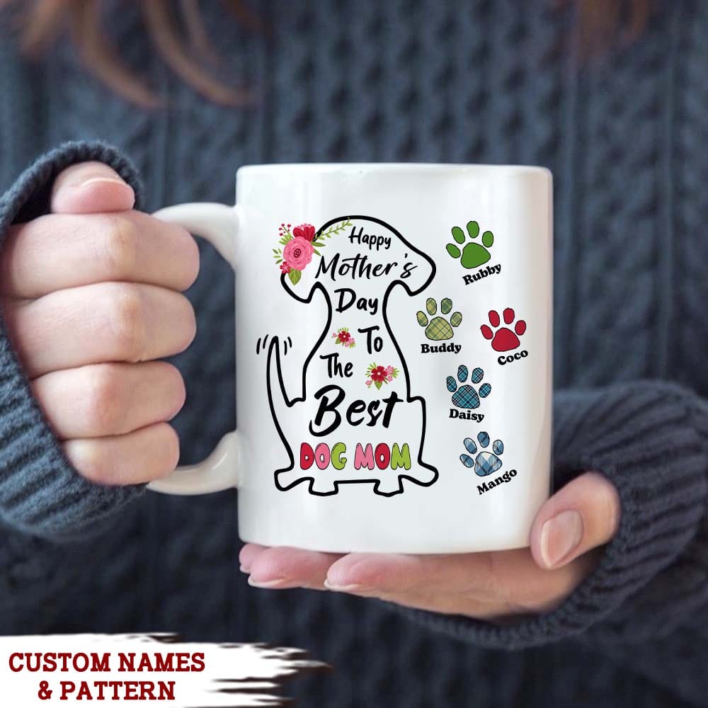 GeckoCustom Happy Mother's Day To The Best Dog Mom Dog Lover Gift Coffee Mug, HN590