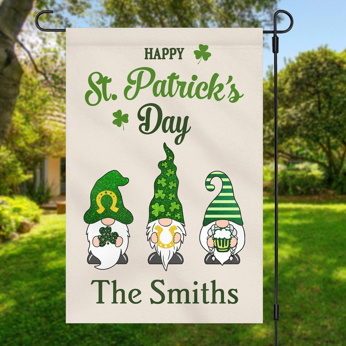 GeckoCustom Happy St Patricks Day Custom Garden Flag C158 12"x18"