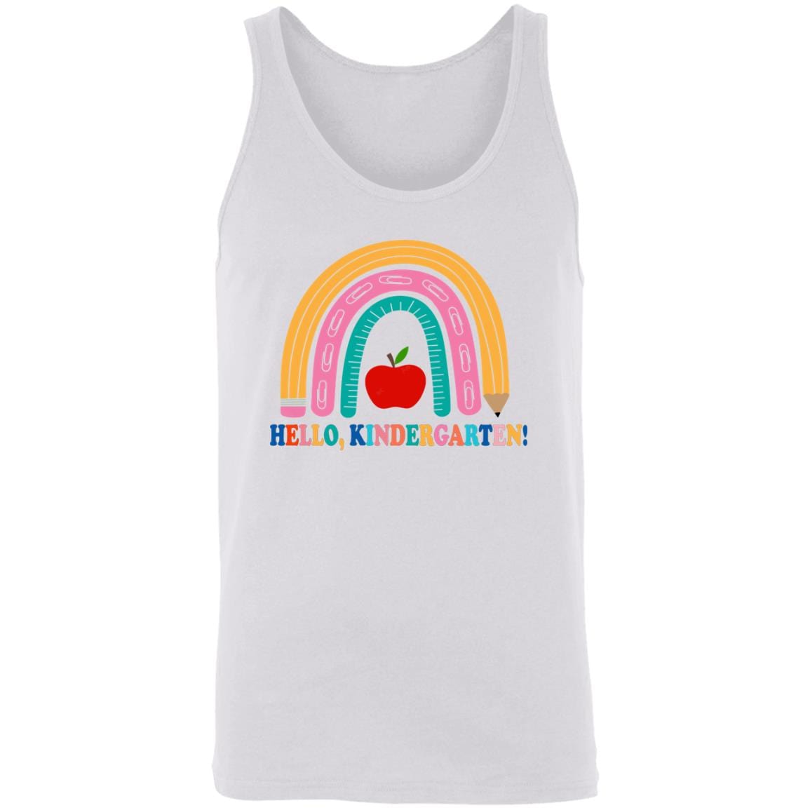 GeckoCustom Hello Kindergarten Teach Love Inspire Shirt H431 Unisex Tank Top / White / X-Small