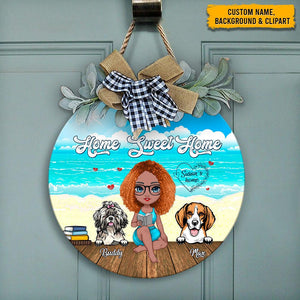 GeckoCustom Home Sweet Home Dog Wooden Door Sign T286 HN590