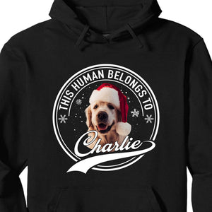 GeckoCustom Human Belongs Christmas Personalized Custom Photo Dog Shirt Dark C471