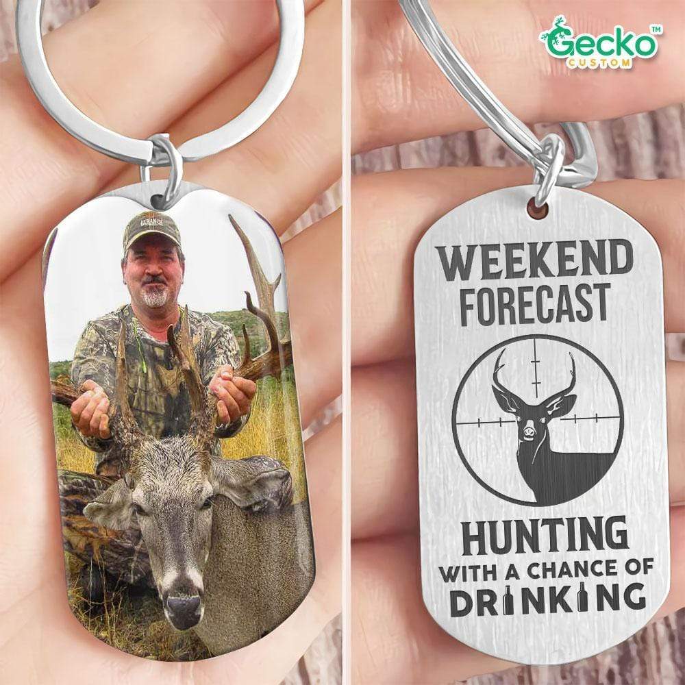 GeckoCustom Hunting With A Chance Of Drinking Hunter Metal Keychain HN590 No Gift box / 1.77" x 1.06"