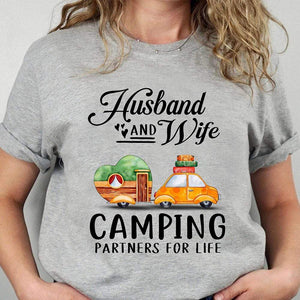 GeckoCustom Husband And Wife  Camping Partners For Life Shirt Women Tee / Sport Grey Color / S