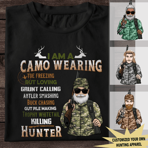 GeckoCustom I Am A Camo Wearing Man Hunting Shirt Basic Tee / Black / S