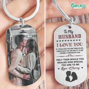 GeckoCustom I Give You Ability To See Yourself Through My Eyes Couple Metal Keychain HN590 No Gift box / 1.77" x 1.06"