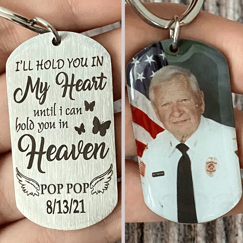 GeckoCustom I'll Hold You In My heart Until I Can Hold You In Heaven Memorial Family Keychain No Gift Box / Pack 1