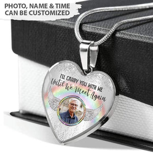 GeckoCustom I'll Meet You At The Rainbow Bridge Memorial Necklace, Photo Necklace HN590