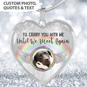 GeckoCustom I'll Meet You At The Rainbow Bridge Memorial Necklace, Photo Necklace HN590