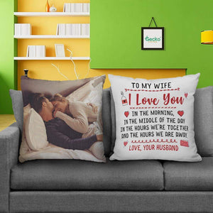 GeckoCustom I Love You In The Morning Couple Throw Pillow HN590