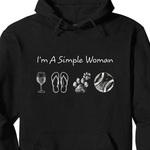 GeckoCustom I'm A Simple Woman Man Personalized Custom Baseball Shirts C508 Pullover Hoodie / Black Colour / S