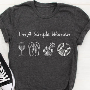 GeckoCustom I'm A Simple Woman Man Personalized Custom Softball Shirts C508 Women Tee / Black Color / S