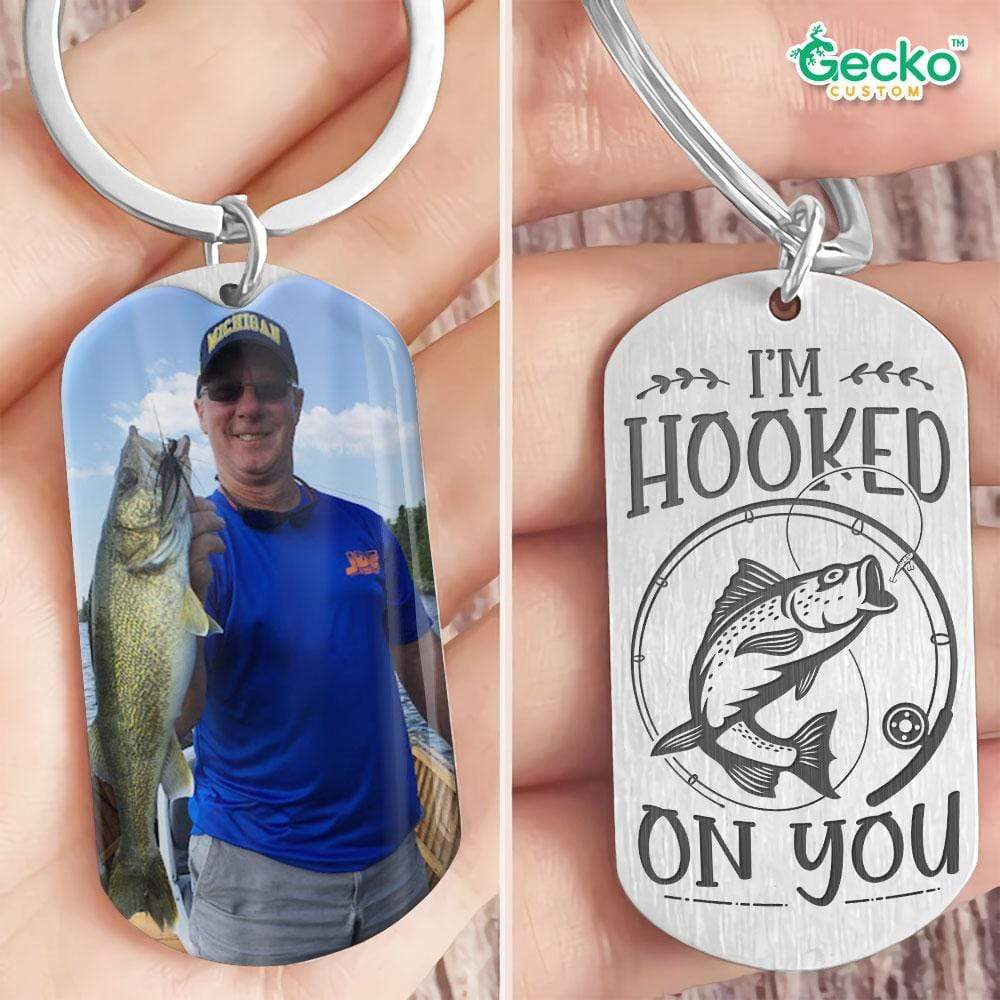 GeckoCustom I'm Hook On You Fishing Outdoor Metal Keychain HN590 No Gift box / 1.77" x 1.06"