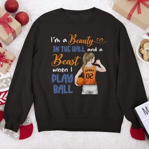 GeckoCustom I'm The Beauty And The Beast Basketball Girl Shirt Sweatshirt / S Black / S