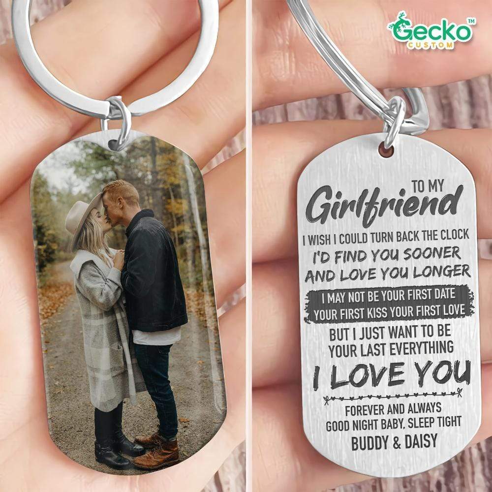 GeckoCustom I Wish I Could Turn Back The Clock Couple Metal Keychain, Valentine Gift HN590 No Gift box / 1.77" x 1.06"