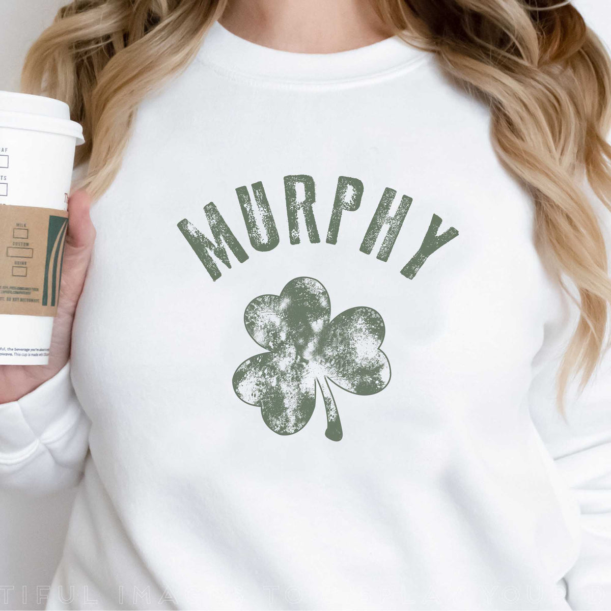 GeckoCustom Irish Vintage Green Shamrock Distressed Custom Sweatshirt