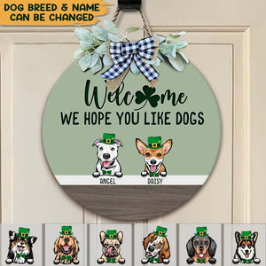 GeckoCustom Irish Wood Door Sign With Dog, St.Patrick's Day Door Wreath HN590