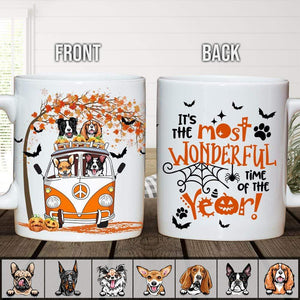 GeckoCustom It's The Most Wonderful Time Dog Mug, Custom Dog Lover Gift, Halloween Gift, HN590