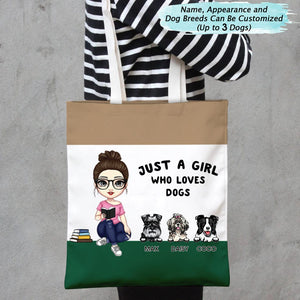 GeckoCustom Just A Girl Who Loves Dog Tote Bag For Dog Lover, HN590 13x13 in