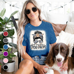 GeckoCustom Kinda Busy Being A Dog Mom, Mom Bleached Shirt For Dog Lover, HN590 Basic Tee / Royal / S