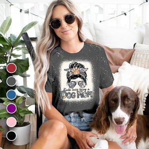 GeckoCustom Kinda Busy Being A Dog Mom, Mom Bleached Shirt For Dog Lover, HN590 Basic Tee / Dark Heather / S