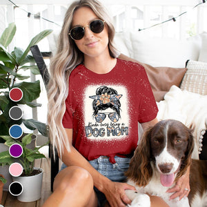 GeckoCustom Kinda Busy Being A Dog Mom, Mom Bleached Shirt For Dog Lover, HN590 Basic Tee / Red / S