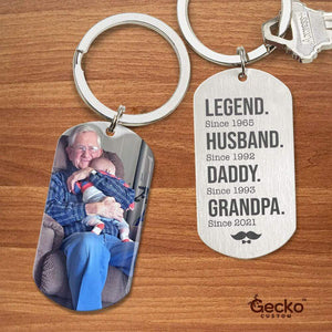 GeckoCustom Legend Husband Daddy Grandpa Family Metal Keychain HN590 With Gift Box (Favorite) / 1.77" x 1.06"