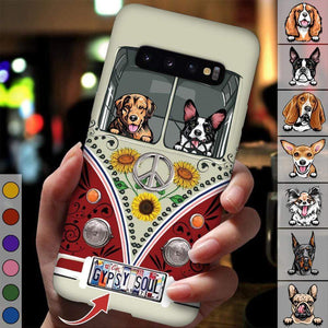 GeckoCustom License Plate Hippie Vintage Van Dog Phone Case, Dog Lover Gift HN590 PC
