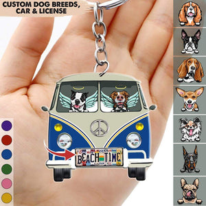 GeckoCustom License Plate Hippie Vintage Van Loss Dog Camping Acrylic Keychain HN590 50mm x 50mm / 1 Piece
