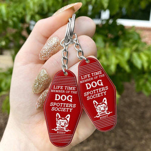 GeckoCustom Life Time Member Dog Keychain, The Dog Spotters Society Hexagon Keychain HN590