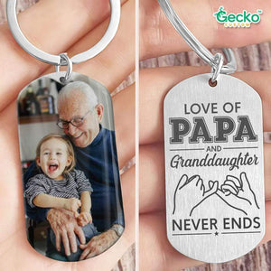 GeckoCustom Love Of Papa And  Grand Daughter Metal Keychain HN590 No Gift box / 1.77" x 1.06"