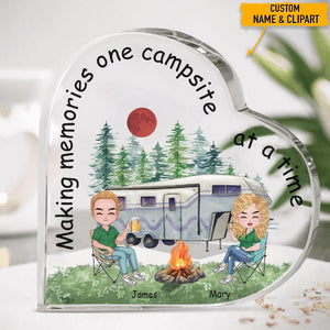 GeckoCustom Making Memories Campsite At A Time Camping Heart Shaped Acrylic, T368 HN590