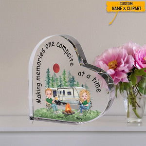 GeckoCustom Making Memories Campsite At A Time Camping Heart Shaped Acrylic, T368 HN590