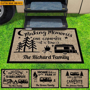 GeckoCustom Making Memories One Campsite At A Time Camping Doormat K228 HN590 15x24in-40x60cm