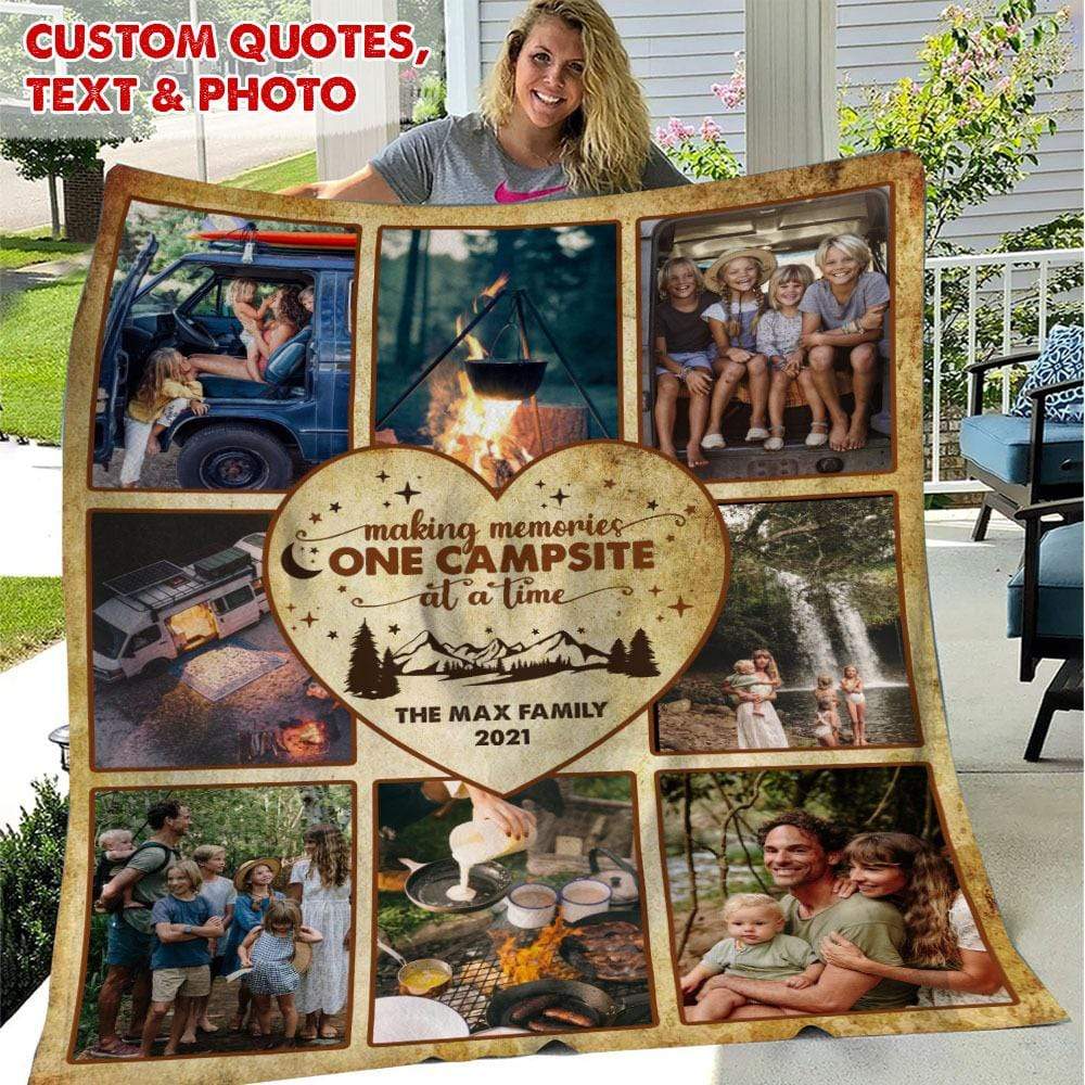 GeckoCustom Making Memories One Campsite Photo Camping Blanket, Camping Gift HN590