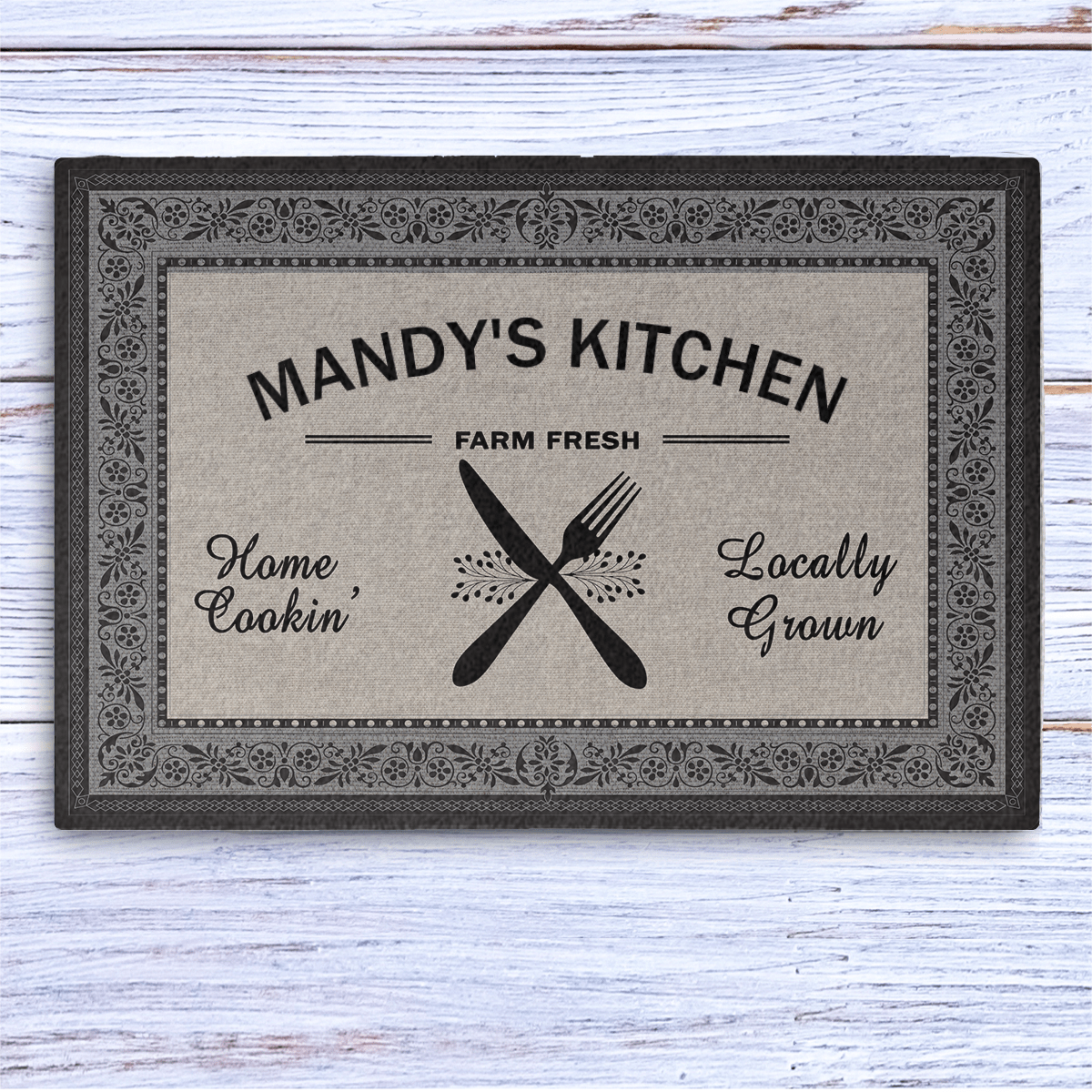 GeckoCustom Mandy's Kitchen Farm Fresh Custom Doormat 24x16 inch - 60x40 cm