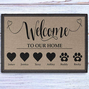 GeckoCustom Many Custom Family & Pet Name Welcome Doormats 24x16 inch - 60x40 cm