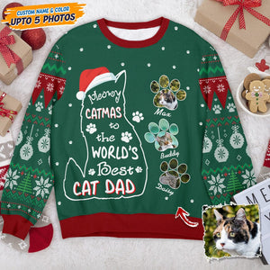 GeckoCustom Meowy Catmas To The World Cat AOP Sweatshirt N304 HN590