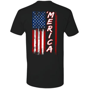 GeckoCustom Merica Distressed American Flag 4th of July H375 Premium Tee / Black / S