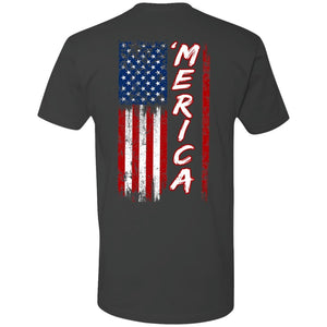 GeckoCustom Merica Distressed American Flag 4th of July H375 Premium Tee / Heavy Metal / S