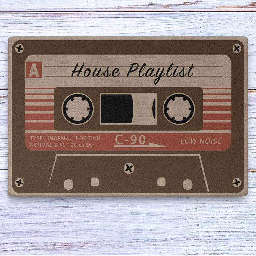 GeckoCustom Mix Tape Welcome Personalized Doormats 24x16 inch - 60x40 cm